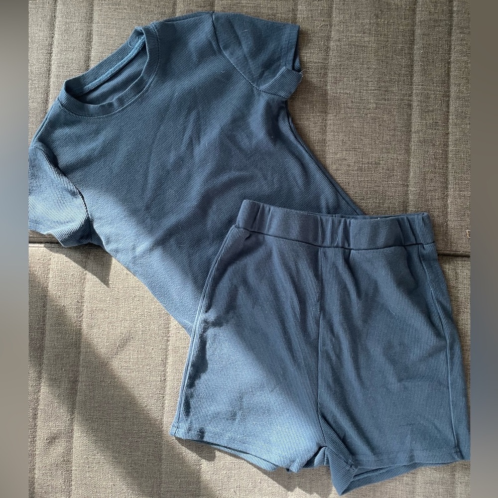 Blue short and top set, worn twice